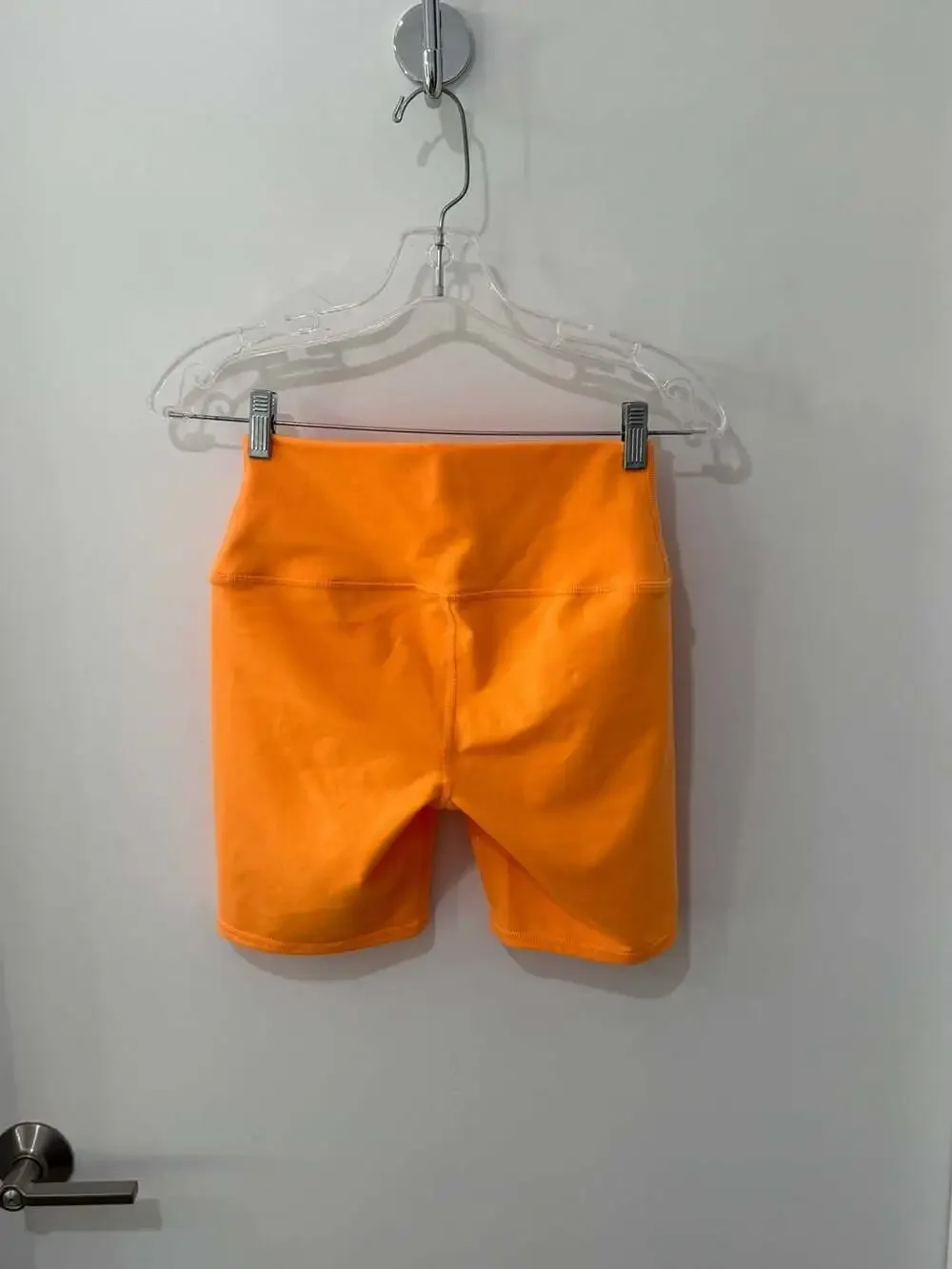 Alo Yoga High-Waist Airbrush Biker Shorts in Bright Orange
